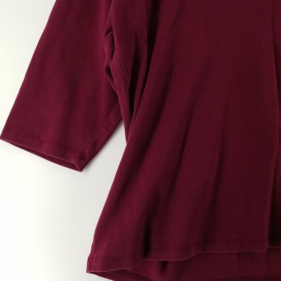 Gitano Blouse Women's Size 18/20W Burgundy 3/4 Sleeve V-Neck Stretch Office - Picture 4 of 9